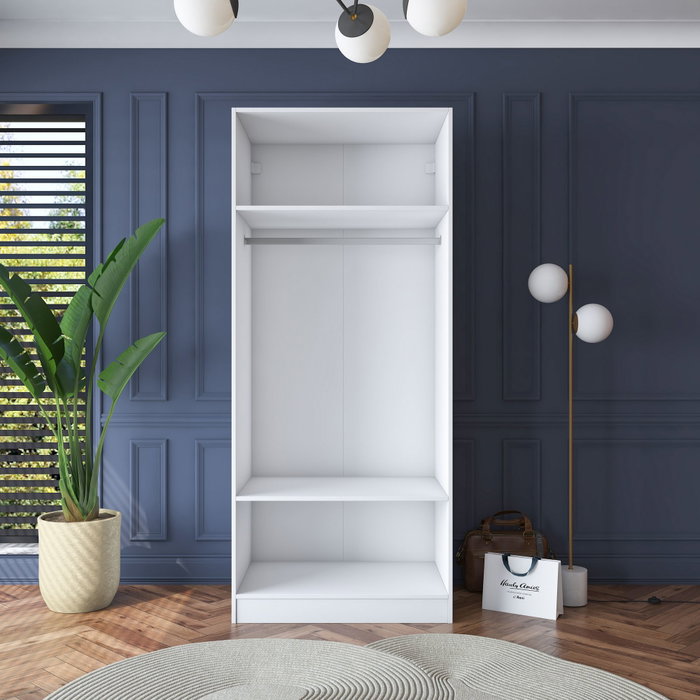 Hanah Home Armario Blanco con Puertas Recubiertas de Membrana Hanah Home Armario Blanco con Puertas Recubiertas de Membrana